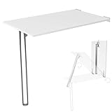 Wandklapptisch Schreibtisch Tischplatte 80x50 cm in Weiß Klapptisch Esstisch Küchentisch für die Wand im Büro Esszimmer Küche stabiler Wandtisch Höhe Tisch 74 cm mit Tischbein klappbar