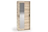 MargaretHome24 Garderobenschrank Vanessa I 90 cm Garderobe Schrank Spiegel Schlafzimmer Jugendzimmer (Sonoma, 90cm)