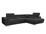 Ecksofa Torezio mit Bettkasten, Einstellbare Kopfstützen, Sofa mit Schlaffunktion, Eckcouch für Wohnzimmer, Polsterecke, L-form Couch mit Bettfunktion, Wohnlandschaft (Seite: Rechts, Manila 18)