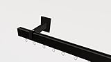 Innenlaufsystem Gardinenstange Square-LINE kantig, auf Maß - Schwarz - 180 cm 1-Lauf