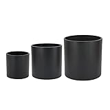 Amazon Basics Glatte Keramik-Pflanzgefäße, verschiedene Größen, 3er-Set, 5.2 cm, 20.3 cm und 25.4 cm, Schwarz