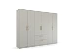 Rauch Möbel Skandi by Quadra Spin Schrank Drehtürenschrank, Grau, 6-trg., inkl. 3 Kleiderstangen, 3 Einlegeböden, 2 Schubkästen, BxHxT 271x210x54 cm