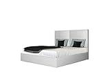Grekpol-Polsterbett,Größe zu wählen: 140,160,180,200x200 cm,Doppelt,gepolstert,dekoratives Kopfteil, Bett mit Bettkasten-Torino (Weiß (Madryt 920), 140x200 cm (Bonnellmatratze))