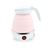 AISHFP Thermos for Hot Drinks Mini Wasserkocher Edelstahl Silikon Faltbare Wasserkocher Teekanne Küchengeräte Werkzeug (Color : Pink) Teekanne