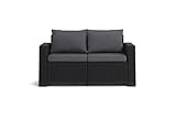 Allibert by Keter Gartenlounge Sofa California 2-Sitzer, graphit/cool grey, inkl. Sitz- und Rückenkissen, Kunststoff, runde Rattanoptik, 141x68x72 cm