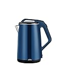 Doppelwandiger Cool-Touch-Teekocher aus Edelstahl mit 1500-W-Schnellkocher, Technologie für Kaffee, Tee, heißes Wasser für Getränke, Sicherheitsverschluss, 2,3 l/Blau