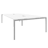 Weber Büroleben GmbH NOVA Konferenztisch 320x164cm Weiß mit ELEKTRIFIZIERUNG Besprechungstisch Tisch, Gestellfarbe:Silber