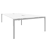 Weber Büroleben GmbH NOVA Konferenztisch 320x164cm Weiß mit ELEKTRIFIZIERUNG Besprechungstisch Tisch, Gestellfarbe:Silber