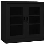 JUNZAI Büroschrank, Aktenschrank, Werkzeugschrank, Metallschrank, Stahlschrank, Kellerschrank, Universalschrank, Lagerschrank, Schwarz 90x40x90 cm Stahl