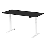 StandXT höhenverstellbarer Schreibtisch (150x75 cm) - Sitz- & Stehpult mit Ladebuchsen - Schreibtisch höhenverstellbar elektrisch D06 - Tischgestell weiß + Tischplatte 150 cm Black