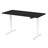 StandXT höhenverstellbarer Schreibtisch (150x75 cm) - Sitz- & Stehpult mit Ladebuchsen - Schreibtisch höhenverstellbar elektrisch D06 - Tischgestell weiß + Tischplatte 150 cm Black