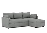 aquinos Confort24 Orlando Ecksofa mit Schlaffunktion Schlafsofa Bettfunktion Bettkasten Kleine 3 Sitzplätze Schenkelwahl Links oder rechts (graue Farbe)