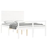 vidaXL Massivholzbett mit Kopfteil Weiß 120x200 cm