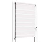 ALOHA Doppelrollo nach Maß Zebrarollo (Weiß, B66-70cm x H150cm) Duo Rollo Sonnenschutzrollo Klemmrollo Fensterrollo Klemmfix ohne Bohren für Fenster & Türen