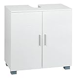 eSituro Waschbeckenunterschrank, Unterschrank, Waschtischunterschrank, Badezimmerschrank mit 2 Türen, MDF weiß 60 x 60 x 30 cm