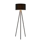Lindby Dreibein Stehlampe 'Majken' (Skandinavisch) in Schwarz aus Holz u.a. für Wohnzimmer & Esszimmer (1 flammig, E27) - Stehleuchte, Floor Lamp, Standleuchte, Wohnzimmerlampe, Tripod
