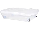 Ondis24 Unterbettbox mit Deckel und Rollen, Rollbox 40 L, Spielzeugkiste, Kiste stapelbar, Aufbewahrungsbox transparent (40 Liter)