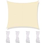 Sonnensegel Terylen 2 x 2 m Rechteck inkl Befestigungsseile ,Wasserdichtes , UV-Schutz(PES) Sonnenschirme Markisen für Garten,Terrasse, Pavillons, Hof-Hinterhof (2x2m, Creme Weiß)