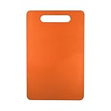 Fotouzy Kunststoff-Schneidebrett mit Griffen, lebensmittelechtes PP-Material, BPA-frei, spülmaschinenfest, dickes Schneidebrett, großes Format, griffige Griffe, für die Küche (Orange)
