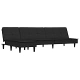 vidaXL Schlafsofa in L-Form Schwarz 255x140x70 cm Stoff