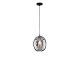 meineWunschleuchte LED Pendelleuchte Industrial Style einflammig Rauchglas - Glaskugel Ø 21cm