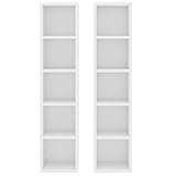 Tidyard Bücherregal Regale Bücher Regal Akten Schrank Rack 2 STK. aus Premium-Spanplatte,Holzregal Standregal Aktenregal 21 x 16 x 93,5 cm Mit 5 Fächer,Weiß