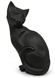 Stilvolle Katze als Dekofigur - modernes Kätzchen als Deko in Schwarz aus Kunstharz - Katzenfigur 24cm - Dekokatze
