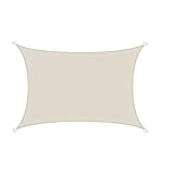 AMANKA 98% UV Schutz: 3x5m Sonnensegel Wasserdicht Rechteckig - Sonnenschutz Balkon - Terrassendach - Sichtschutz Garten Sonnendach Pergola Pool Trampolin Wohnwagen Sonnenschutz Terrasse Camping Beige
