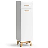 COSTWAY Badezimmerschrank Badschrank mit 1 Schublade und 3 verstellbaren Einlegeböden, Bodenschrank Toilettenschrank weiß, Standschrank Midischrank freistehend für Badezimmer Wohnzimmer Küche