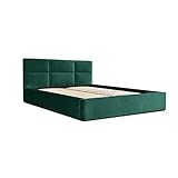 Siblo Bett 140x200 cm - Modern Polsterbett - Doppelbett mit Bettkasten und Lattenros - Malaga Kollektion - Robust Bett mit Stauraum - Bettgestell aus Holz - Grün