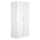 Madesa Kleiderschrank, Kleiner Schrank mit 2 Tür, für Schlafzimmer, 180 x 52 x 80 cm, aus Holz - Weiß