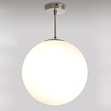 Licht-Erlebnisse Deckenleuchte Messing Glas Kugel Ø 30 cm rund H: 46 cm Vintage Deckenlampe Wohnzimmer Küche Flur
