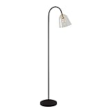 Lucande Stehlampe 'Anjita' (Retro, Vintage, Antik) in Schwarz aus Glas u.a. für Wohnzimmer & Esszimmer (1 flammig, E27) - Design Stehleuchte, Floor Lamp, Standleuchte, Wohnzimmerlampe, Wohnzimmerlampe