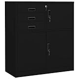 JUNZAI Büroschrank, Aktenschrank, Werkzeugschrank, Metallschrank, Stahlschrank, Kellerschrank, Universalschrank, Lagerschrank, Schwarz 90x40x102 cm Stahl