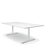 Weber Büro Easy Konferenztisch 240x120 cm Weiß mit ELEKTRIFIZIERUNG Besprechungstisch Tisch, Gestellfarbe:Weiß