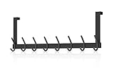 Dripex Türhaken zum einhängen mit 8 Doppelhaken aus hochwertigem Edelstahl Türgarderobe für Türfalz bis 2,1 cm Türhänger Schwarz