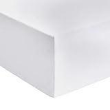 Amazon Basics - Premium-Spannbetttuch, Jersey, Weiß - 180 x 200 cm