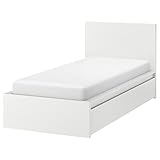 Ikea MALM Bettgestell hoch mit 2 Aufbewahrungsboxen, 90x200 cm, weiß/Luröy