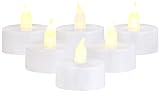 Britesta Led Kerzen: 6er-Set LED-Teelichter mit täuschend echter flackernder Flamme & Timer (Teelichter Elektrisch)