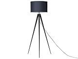 Beliani Elegante Stehlampe Dreifuß Lampenschirm aus Polybaumwolle Schwarz Stiletto