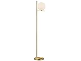 Design LED Stehleuchte in Messing matt mit Kugel Lampenschirm Opalglas E14-Fassung, Exklusive Innenbeleuchtung