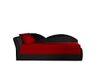 Sofa mit Schlaffunktion und Bettkasten, Couch für Wohnzimmer, Schlafsofa Federkern Sofagarnitur Polstersofa Wohnlandschaft mit Bettfunktion - ARGEA (Rot+ Schwarz (Alova 46+Alova 04), Sofa Links)