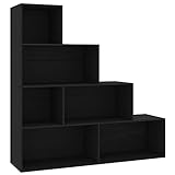 Wakects Bücherschrank Praktischer Haushalt Raumteiler Schwarz mit 6 offenen Regalen für Wohnzimmer
