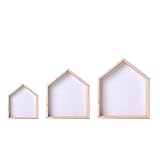 Holz Schwebende Regale Wandmontage Set Mit 3 Hausform Wandregal Zur Aufbewahrung Holz Aufbewahrungshalterung Für Handwerksbedarf Kinderzimmerdekoration Schlafzimmer Wohnzimmer Dekor ( Color : White )