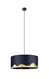 EGLO Pendelleuchte Casuarita, edle Hängelampe für Wohnzimmer und Esstisch, Esszimmerlampe im Vintage Design aus Metall in schwarz und Samt in dunkelblau und gold, E27 Fassung, ∅ 53 cm