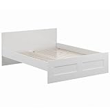 VMG Bett 160x200 weiß - Bettgestell mit Holzlatten - Doppelbett, Bettgestell aus Holz fürs Schlafzimmer - Bett für Erwachsene, Kinderbett, Jugendbett (ohne Bettschublad)
