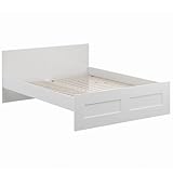 VMG Bett 160x200 weiß - Bettgestell mit Holzlatten - Doppelbett, Bettgestell aus Holz fürs Schlafzimmer - Bett für Erwachsene, Kinderbett, Jugendbett (ohne Bettschublad)