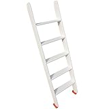 Hochbett Leiter Weiße Hochbett-Leiter, Hölzern Camper Etagenbett Bett-Leiter, Doppelbett/Einzelbett Einhakbare Stufenleiter für kleinen Raum, Anlehnbare Leitergestell (Size : 5-Step/Tall 1.5m)