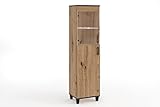 MargaretHome24 Vitrine Vanessa IV Glas Bar Schrank Schränke Regal Holz Vitrine Möbel Wohnzimmer Glastür Holzbeine Standvitrine (mit LED-Beleuchtung)