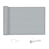 AXT SHADE Balkon Sichtschutz Balkonverkleidung Balkonabdeckung Balkonumspannungen blickdichte 90x300cm,100% Polyester,UV-Schutz und wetterfest,für Balkongeländer Garten,Hellgrau